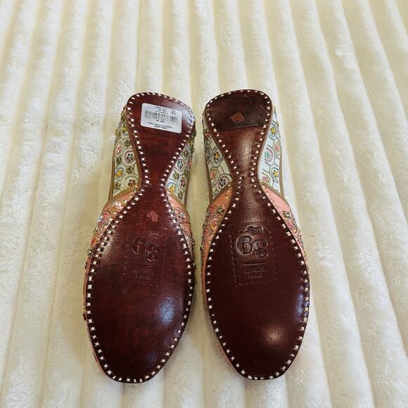 Indian Jutti Women Flat Pink Blue Gold Embroidered Khussa Beaded Fizzy Goblet - Picture 4 of 9